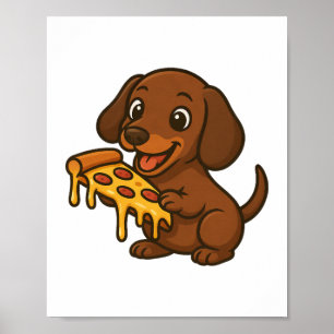 Póster Dibujo animado de perro salchicha adorable amante 