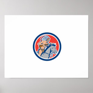 Póster Dibujo animado del caballo de montar a caballo del