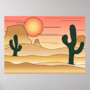 Póster Dibujo animado del desierto
