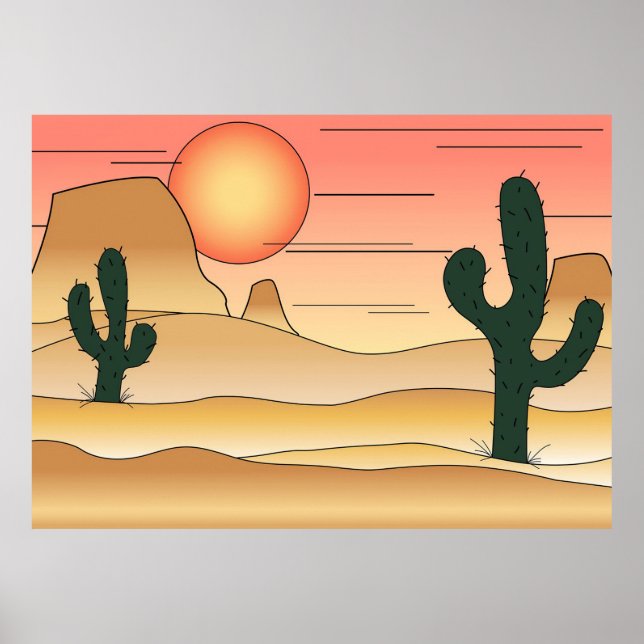 Póster Dibujo animado del desierto (Frente)