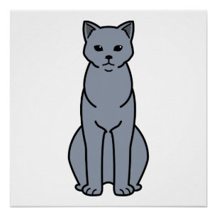 Póster Dibujo animado del gato de Chartreux