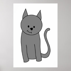 Póster Dibujo animado del gato del gris ahumado