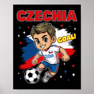 Póster Dibujo animado del objetivo del niño de Chequia Ba