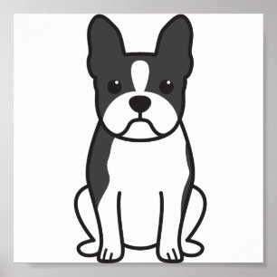 Póster Dibujo animado del perro de Boston Terrier