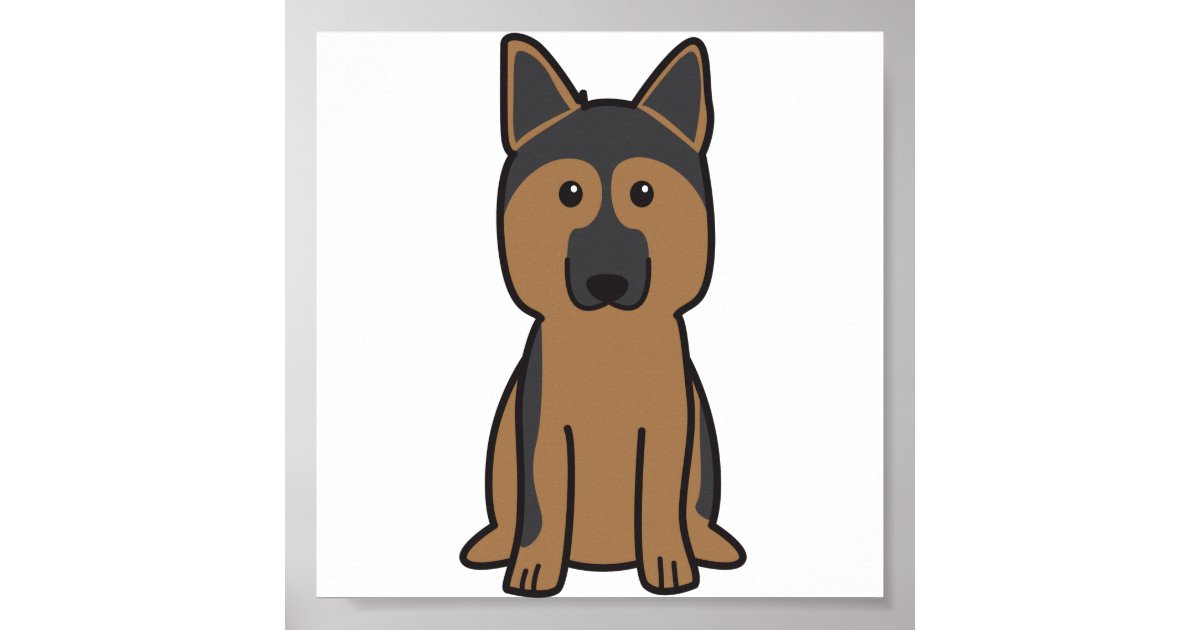Póster Dibujo animado del perro de pastor alemán Póster Dibujo animado del perro de pastor alemán