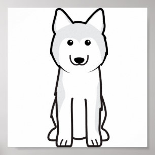 Póster Dibujo animado del perro del husky siberiano