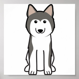 Póster Dibujo animado del perro del husky siberiano