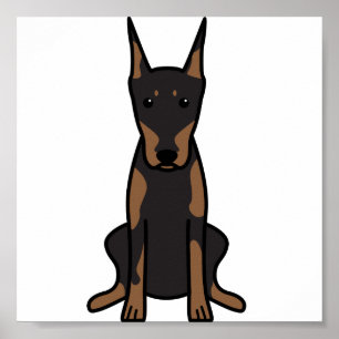 Póster Dibujo animado del perro del Pinscher del Doberman