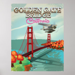 Póster Dibujo animado del viaje de California de puente