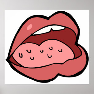 Póster Dibujo animado divertido con boca y labios abierto