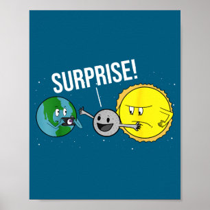 Póster Dibujo animado divertido de eclipse solar total de