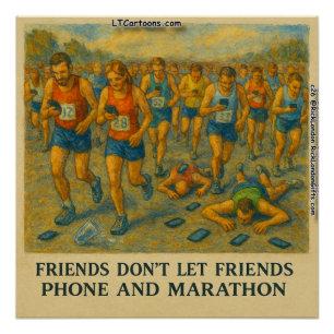 Póster Dibujo Animado Divertido de Maratón – Los Amigos N