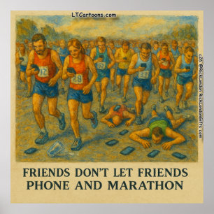 Póster Dibujo Animado Divertido de Maratón – Los Amigos N