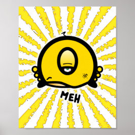 Póster Dibujo animado divertido de un ojo que dice “Meh”