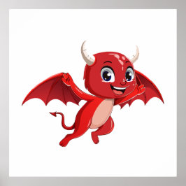 Póster Dibujo animado lindo diablo volador