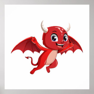 Póster Dibujo animado lindo diablo volador