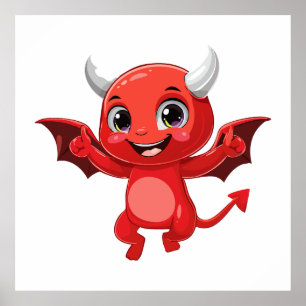 Póster Dibujo animado lindo diablo volador