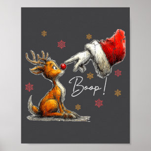 Póster Dibujo animado retro de Navidad Boop, Reno de Navi