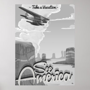 Póster Dibujo animado vintage de América