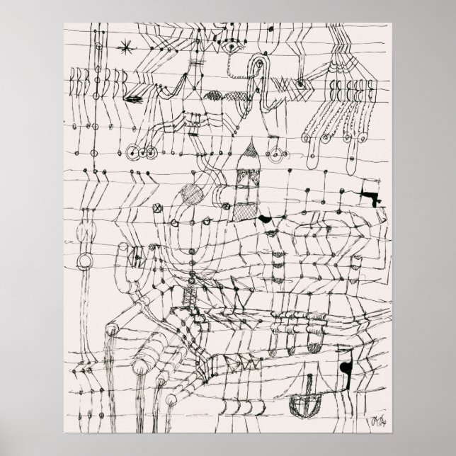 Póster Dibujo anotado en la forma de una red (1920) (Frente)