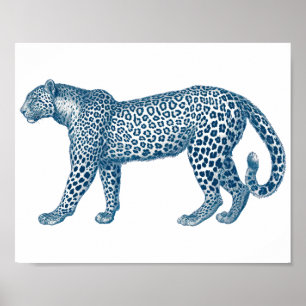 Póster Dibujo antiguo de un leopardo