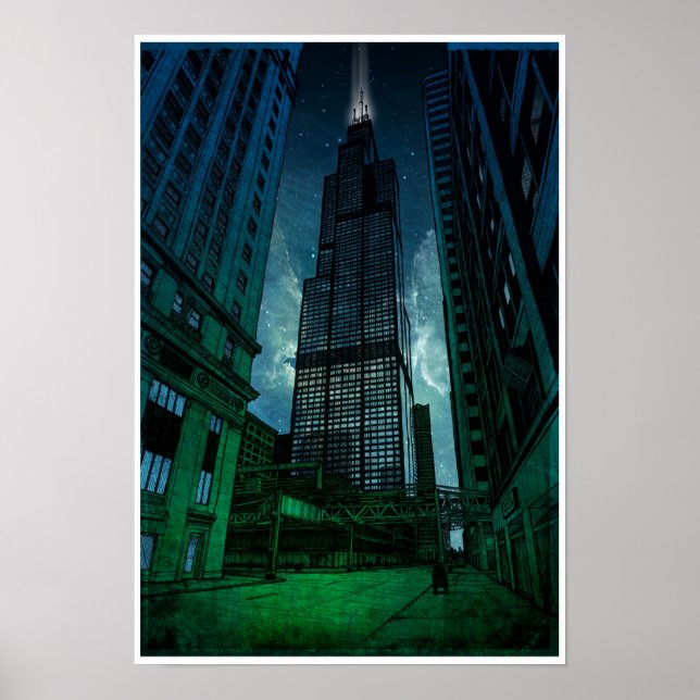 Póster Dibujo arquitectónico de la torre Sears (Frente)