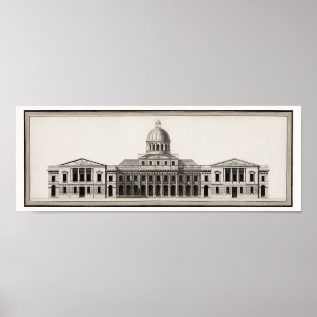 Póster Dibujo arquitectónico del Capitolio de los Estados (Frente)
