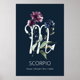 Póster Dibujo artístico con estrella de escorpio zodiaco
