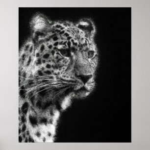 Póster Dibujo artístico de Cheetah Face Leopard estético