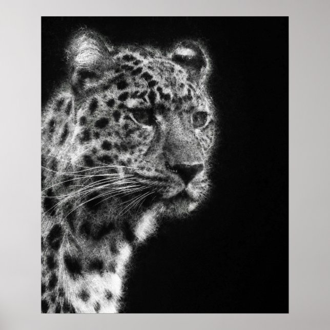 Póster Dibujo artístico de Cheetah Face Leopard estético (Frente)