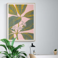 Dibujo botánico del borde de la palmera rosa y ver