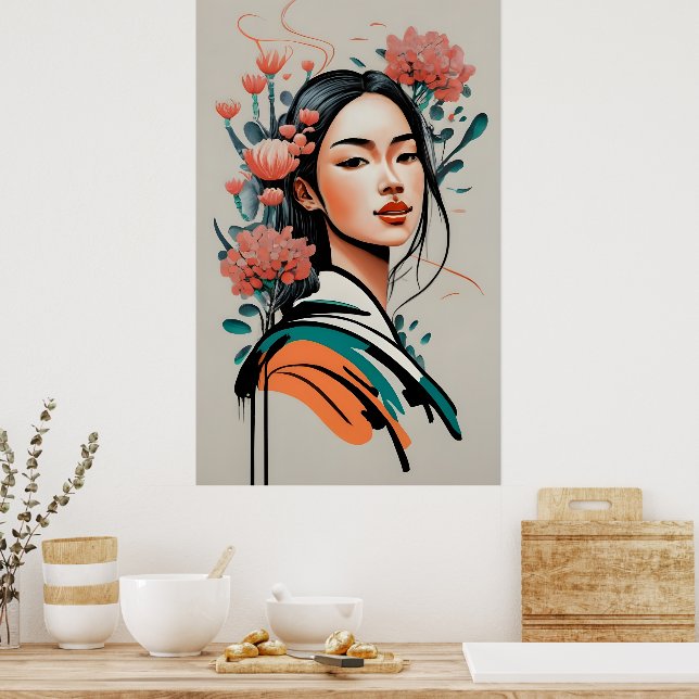 Póster dibujo chica (Cocina)