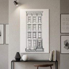 Póster Dibujo clásico de apartamento con escalinata de Nu
