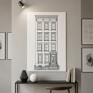Póster Dibujo clásico de apartamento con escalinata de Nu