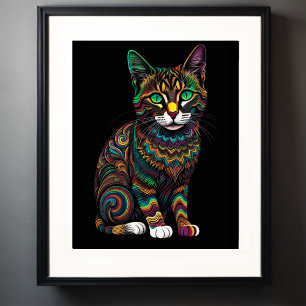 Póster Dibujo colorido de un gato 5:4