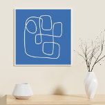 Póster Dibujo contemporáneo de líneas Minimalistas en azu<br><div class="desc">Dibujo contemporáneo de líneas Minimalistas en un Poster de arte de paredes azules</div>