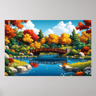 Póster Dibujo de acuarela de Ilustracion natural del jard