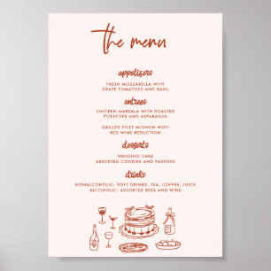 Póster Dibujo De Alimentos Con Garabatos Caprichosos Para