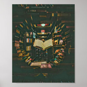 Póster Dibujo de amante de libros