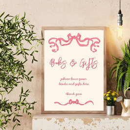 Póster Dibujo de arco de cinta rosa símbolo de regalo de 