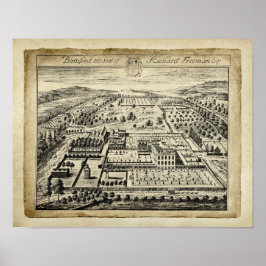 Póster Dibujo de arquitectura de la casa de campo en ingl