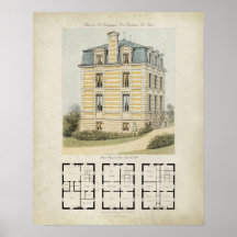 Dibujo de arquitectura vintage París Francia nº 2