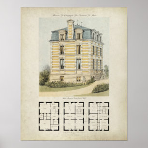 Póster Dibujo de arquitectura vintage París Francia nº 2