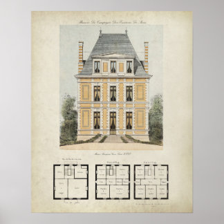 Póster Dibujo de arquitectura vintage París Francia nº 3