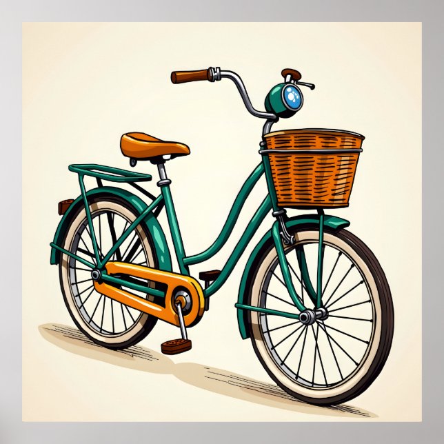 Póster Dibujo de bicicleta retro (Frente)