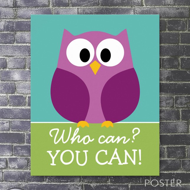 Póster Dibujo De Búho Cuto - ¿Quién Puede (Custom Classroom Poster)