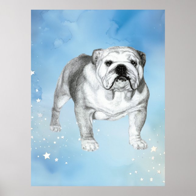 Póster Dibujo de Bulldog en inglés (Frente)