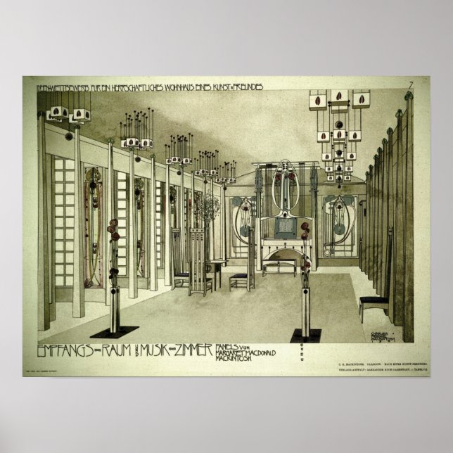Póster Dibujo de Charles Rennie Mackintosh 1901 (Frente)