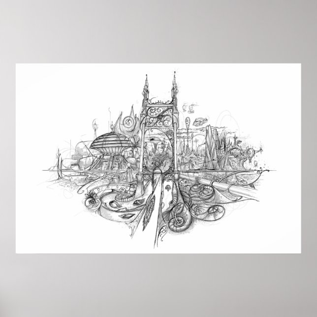 Póster Dibujo de ciudad (Frente)