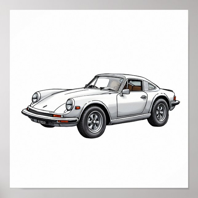 Póster Dibujo de coche retro (Frente)